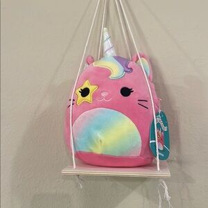 Squishmallows Pink Caticorn with star and Rainbow Pattern